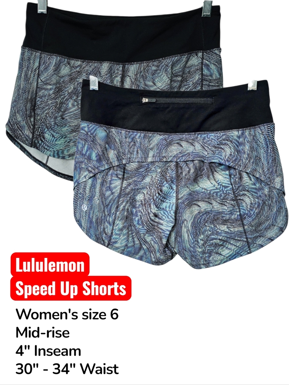 Lululemon Speed Up Short Velocity Mesh Island Mist Black Green Run Shorts size 6